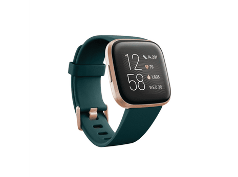 Reloj deportivo - Fitbit Versa 2, Oro rosa verde , GPS, Sumergible, 15 modos de ejercicio, Análisis del sueño