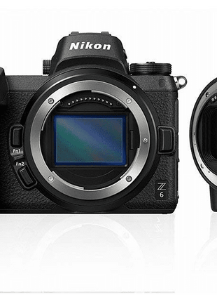Cámara EVIL - Nikon Z6, 24.5 MP, ISO 100 - 51200, 12 fps, 4K, Wi-Fi 5 GHz + Adaptador montura FTZ