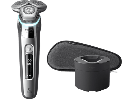 Afeitadora - Philips S9985/50, Tecnología SkinIQ con 3 sensores, sensor de presión, base de limpieza, cortapatillas integrado