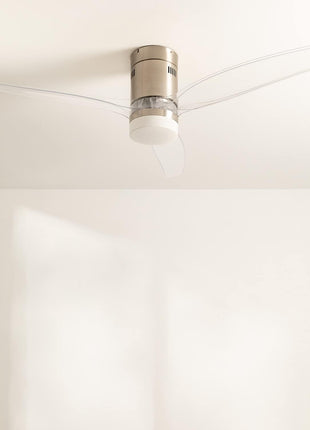 CREATE / WINDCALM DC/Ventilador de Techo Níquel Aspas Madera Natural con Luz/Silencioso, temporizador, Potencia 40W, Ø132 cm