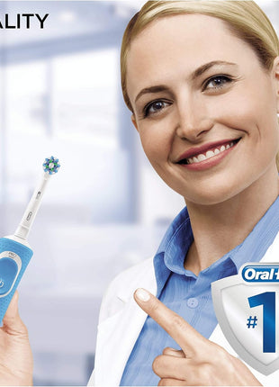 Oral-B Vitality 100 Cepillo de Dientes Eléctrico con Mango Recargable y Cabezal CrossAction, Tecnología de Braun - Azul