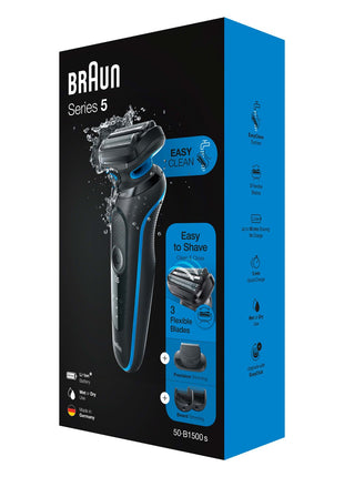 Afeitadora - Braun Series 5 50-B1820s, Eléctrica, Para hombre, Recortadora de precisión, Azul