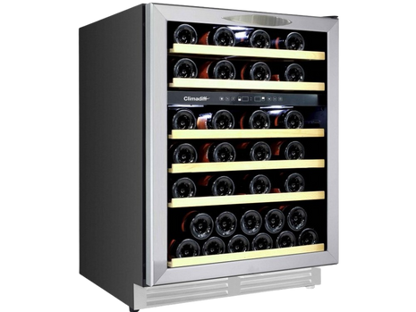 Vinoteca - Climadiff CBU51D1X, 51 botellas, 6 estantes, 2 zonas de temperatura, LED, 82cm, Inox