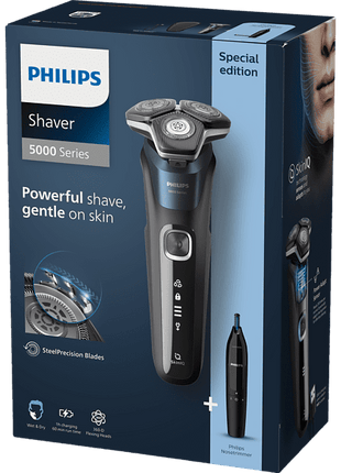 Afeitadora eléctrica - Philips S5889/11, Uso en seco y mojado, 60 min, Marrón
