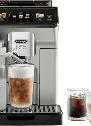 Cafetera superautomática - De'Longhi Eletta Explore Cold Brew ECAM450.65.S, Molinillo integrado, 19 bar, 1450 W, Plata