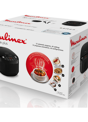 Robot de cocina - Moulinex Simply Cook Plus, 750 W, 12 programas, Fuzzy Logic, Antiadherente, Negro
