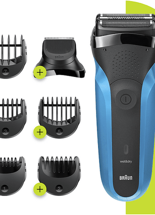 Afeitadora - Braun Series 3 310BT, Eléctrica 3 en 1, Wet & Dry, Para Hombre, Autonomía 45 min, Azul