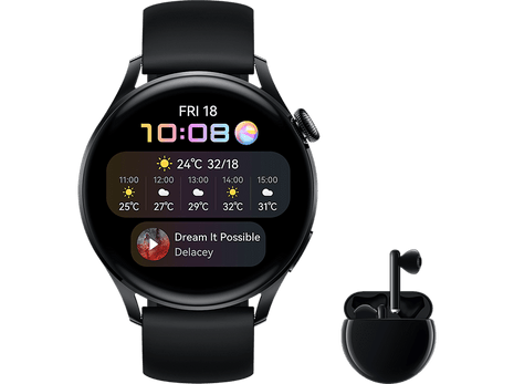 Smartwatch - Huawei WATCH 3 Active, Negro + Auriculares Huawei FreeBuds 3, Negro