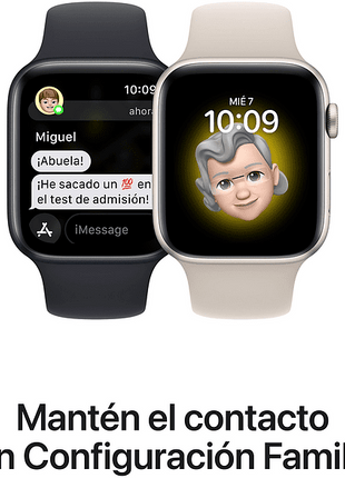 Apple Watch SE (2022), GPS, 44 mm, Caja de aluminio, Vidrio delantero Ion-X, Correa deportiva medianoche