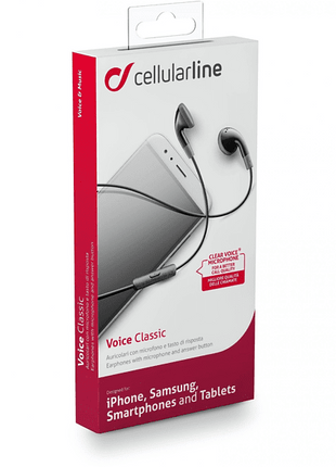 Cellularline AUCLASSICK Dentro de oído Binaural Alámbrico Negro auriculares para móvil