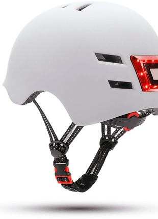 Casco - Youin LED, Para patinete eléctrico o bicicleta, Talla L, Luz trasera, Blanco