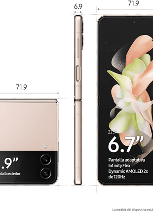 Móvil - Samsung Galaxy  Z Flip4 5G, Gold, 512 GB, 8 GB RAM, 6.7" FHD+, Qualcomm Snapdragon, 3700 mAh, Android 12