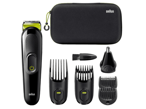Afeitadora -  Braun Sideboard MGK3921TS, Autonomía 40 min, 13 niveles corte, Negro y verde
