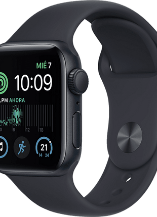 Apple Watch SE (2022), GPS, 44 mm, Caja de aluminio, Vidrio delantero Ion-X, Correa deportiva medianoche