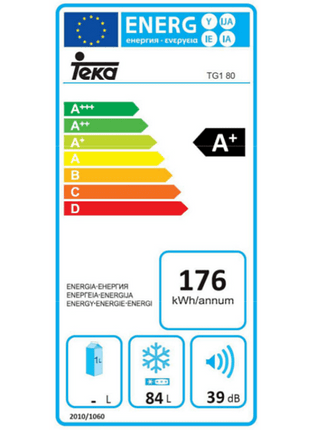 Congelador bajo encimera - Teka TG1 80, Termostato, Capacidad 84 litros