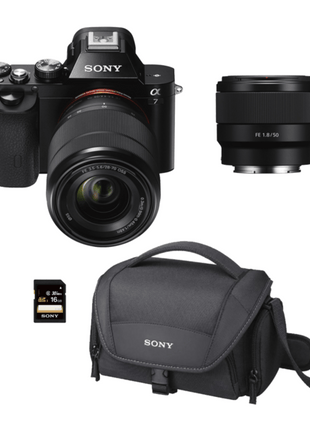 Cámara Evil - Sony Alpha ILCE 7KB, Sensor de 24.3 MP, Full Frame + SEL 28-70 mm + SEL 50mm F1.8