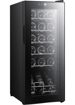 Vinoteca - Taurus WC18C, 18 botellas, refrigeración por compresor, 85W, doble cristal, silenciosa, digital, asa, almacenaje botellas abiertas, negro