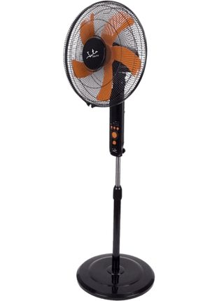 Ventilador de pie - Jata VP3045, 50 W, 60 dB, 3 Velocidades, Temporizador, Función noche, Cabezal inclinable, Negro/Naranja