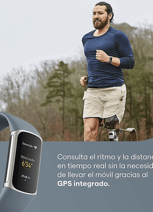 Activity tracker - Fitbit Charge 5, Steel Blue, 13 - 21 cm, 1.04", GPS, BT LE, ECG, NFC, SpO2