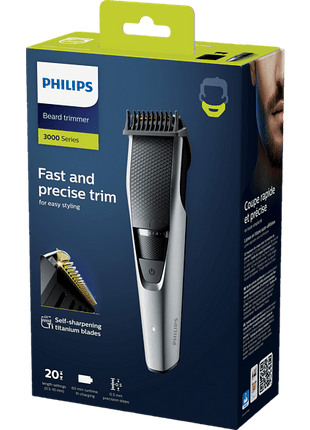 Barbero - Philips BT3222/14, Sistema Lift & Trim, 20 ajustes entre 0.5 y 1 mm, Cuchillas recubiertas de titanio, Gris
