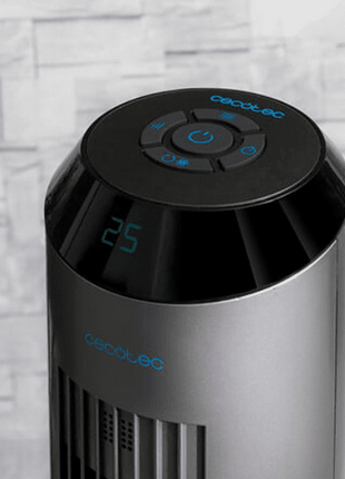 Ventilador de torre - Cecotec EnergySilence 8190 Skyline Ionic, 60 W, 20 dB, 2 l, Con ionizador, Inox