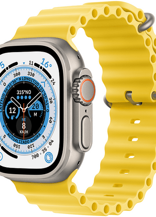 Apple Watch Ultra (2022), GPS + Cellular, 49 mm, Caja de titanio, Cristal de zafiro, Correa Ocean de color Amarillo