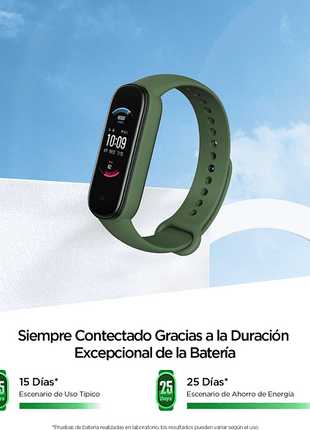 Activity Tracker - Amazfit Band 5, 1.1", 162 to 235 mm, BT 5.0, 5 ATM, Green + Band 5 Black Strap