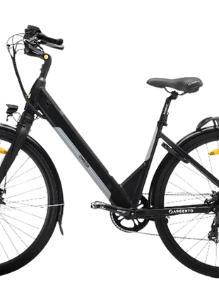 Bicicleta eléctrica - Argento Omega Black, De ciudad, Xofo 36V 250 W, 25 Km/h, Shimano de 7 vel., Negro