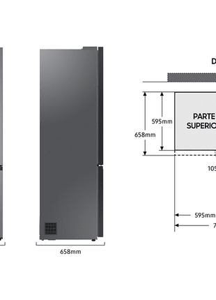 Frigorífico combi -  Samsung BESPOKE SMART AI RB38C7B6AS9/EF, Twin Cooling Plus, 200 cm, 387l, No Frost, Metal Cooling, WiFi, Inox