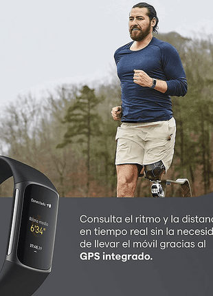 Activity tracker - Fitbit Charge 5, Platinum Black, 13 - 21 cm, 1.04", GPS, BT LE, ECG, NFC, SpO2