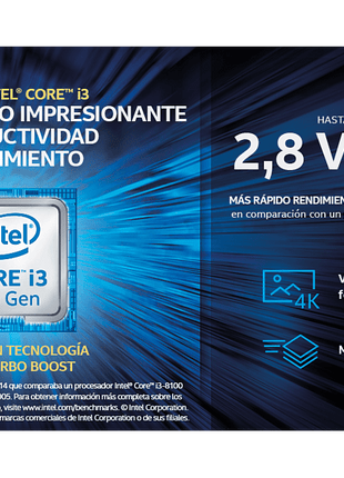 Mini PC - Intel® NUC8i3BEHFA, i3-8109U, 8GB+16 GB Optane™, 240GB , Iris® Plus 655 Graphics, Windows 10, Negro