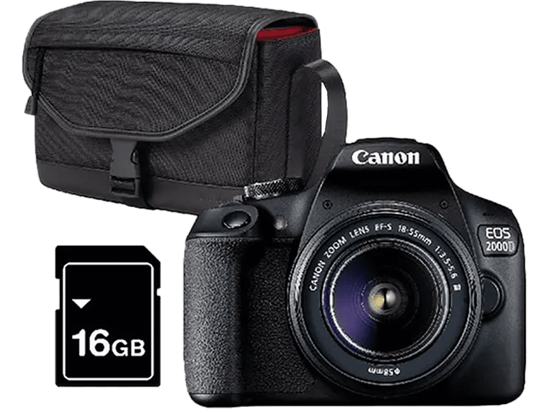 Cámara Reflex - Canon EOS 2000D - Negro + Objetivo EFS 18-55mm