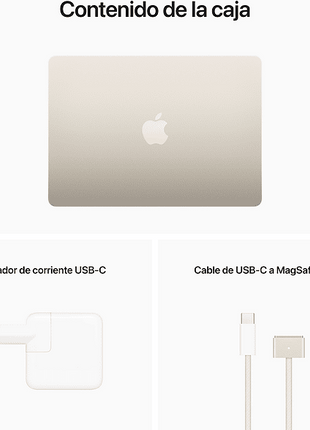 Apple MacBook Air (2022), 13,6" Retina, Chip M2 de Apple, GPU 10 Núcleos, 8 GB, 512 GB SSD, macOS, Teclado Magic Keyboard Touch ID, Blanco