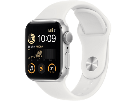 Apple Watch SE (2022), GPS, 40 mm, Caja de aluminio, Vidrio delantero Ion-X, Correa deportiva Plata
