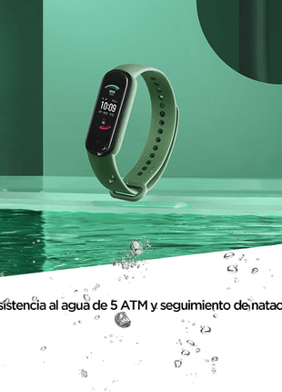 Activity Tracker - Amazfit Band 5, 1.1", 162 to 235 mm, BT 5.0, 5 ATM, Green + Band 5 Black Strap