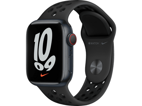 Apple Watch Nike Series 7, GPS, 41 mm, Caja de aluminio en Medianoche, Correa Nike Sport Antracita/negra