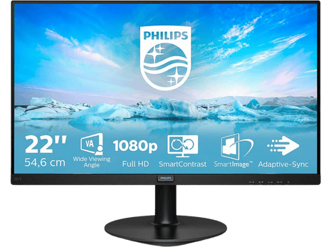 Monitor - Philips 221V8, 21.5"FHD, 4 ms, 75 Hz, SmartContrast, Mod EasyRead, LowBlue Mode, Negro