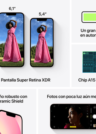 Apple iPhone 13, Rosa, 128 GB, 5G, 6.1" OLED Super Retina XDR, Chip A15 Bionic, iOS