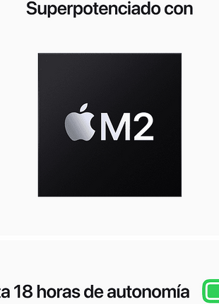 Apple MacBook Air (2022), 13,6" Retina, Chip M2 de Apple, GPU 8 Núcleos, 8 GB, 256 GB SSD, macOS, Teclado Magic Keyboard Touch ID, Plata