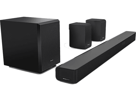 Barra de sonido - Hisense AX5100G, Bluetooth, 3.1. Canales, Subwoofer inalámbrico, 340 W, Negro