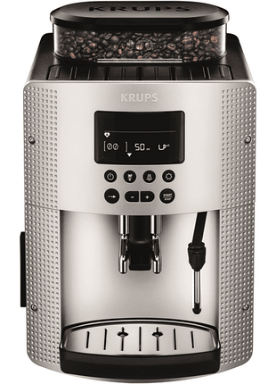 Cafetera superautomática - Krups Essential EA815E70, 1450 W, 15 bar, 1.7 L, 3 temp., Sistema thermoblock, Molinillo integrado, 2 tazas, Plateado
