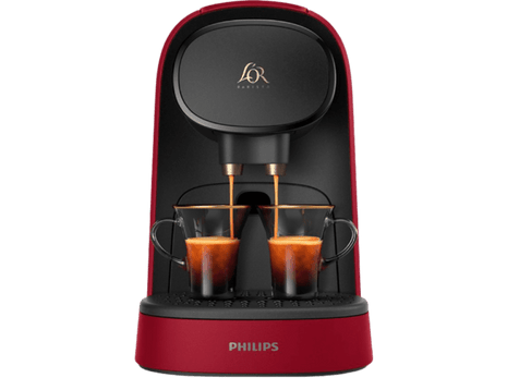 Cafetera de cápsulas - Philips L'Or Barista LM8012, 1450 W, 1 l, 19 bar, De 6 a 10 tazas, Rojo + 50 cápsulas