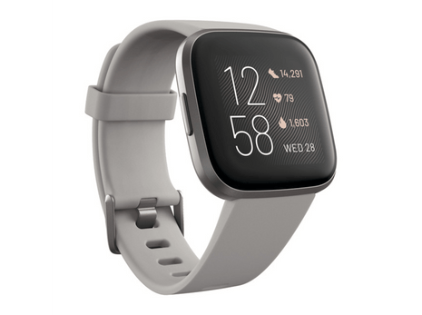 Reloj deportivo - Fitbit Versa 2, Gris niebla, GPS, Sumergible, 15 modos de ejercicio, Análisis del sueño