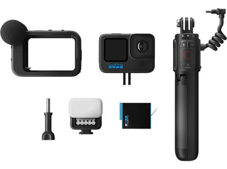 Cámara deportiva - GoPro Hero 11 Black Creator Edition, 5.3K, 24.7 MP, SuperFoto, HDR, HyperSmooth 5.0, Slo-Mo x8, Sumergible 10m, Negro