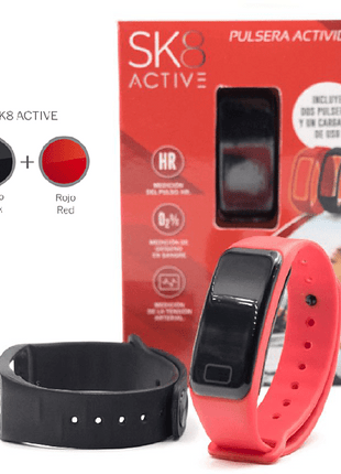 Activity bracelet - SK8 Active, Heart rate, Submersible up to 0.5 meters, Watch, Red