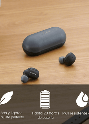 Auricular True Wireless - Sony WFC500B, Resistente al agua, Voice assist., Bluetooth, Carga rápida, 20h, Negro