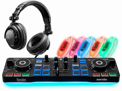 Controladora DJ - Hercules DJParty Set: Controladora ultracompacta + Auriculares HDP DJ45 + 5 pulseras LED