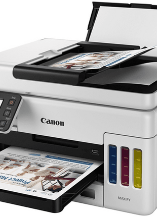 Impresora multifunción - Canon Maxify GX6050, Tinta, 24 ppm, Color y B/N, Escáner, 600 x 1200 ppp, LAN, Blanco