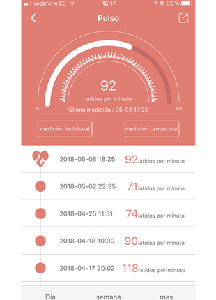 Pulsera de actividad - SK8 Active, Frecuencia cardíaca, Sumergible hasta 0.5 metros, Reloj, Rojo