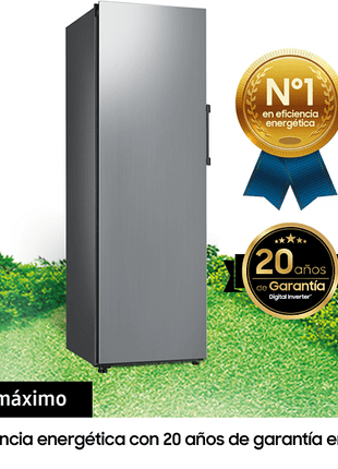 Congelador vertical - Samsung BESPOKE RZ32A7485S9/EF, 323 l, 40 dB, 185 cm, Metal Cooling, Inox